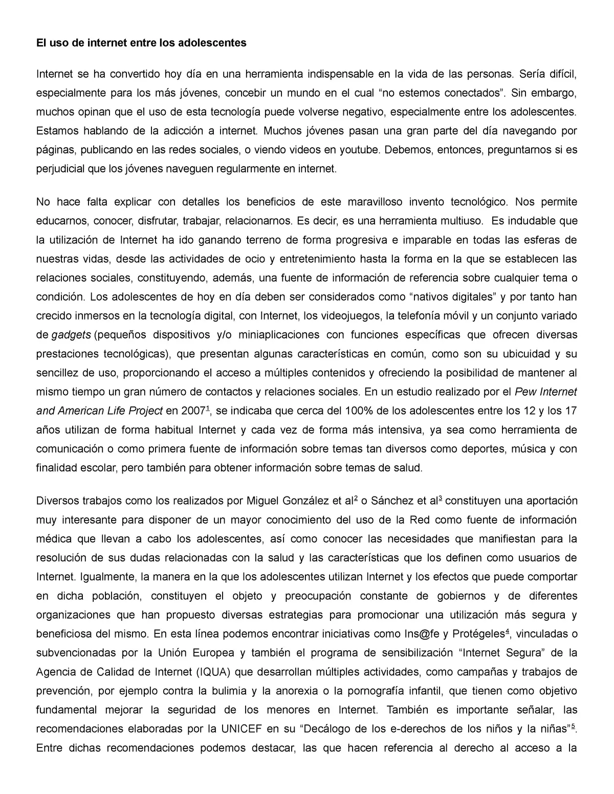 texto argumentativo sobre el uso de internet en los adolescentes - Cómo afecta el uso de la tecnología en los adolescentes