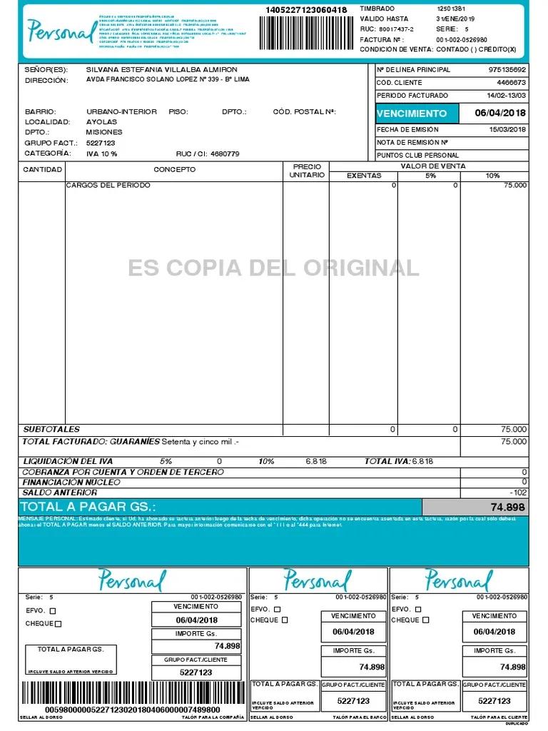 imprimir factura de personal internet - Cómo pagar la factura de Personal