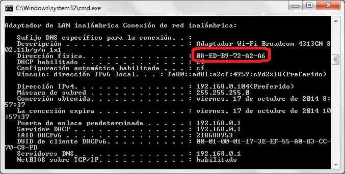 como encontrar direccion mac de wi fi con cmd - Cómo saber la MAC de un equipo por cmd
