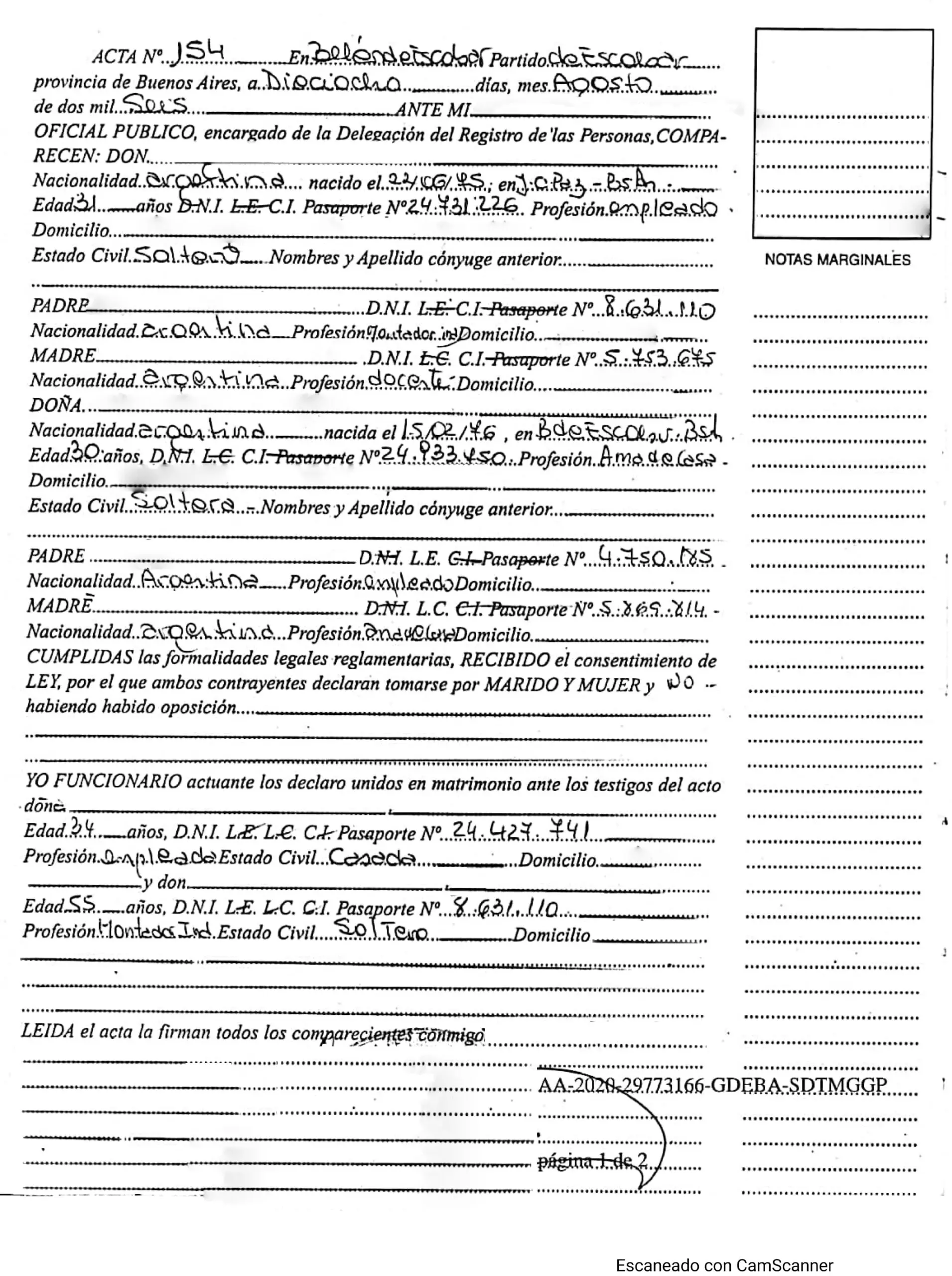 acta de matrimonio por internet provincia de buenos aires - Cómo se consigue un acta de matrimonio en Argentina