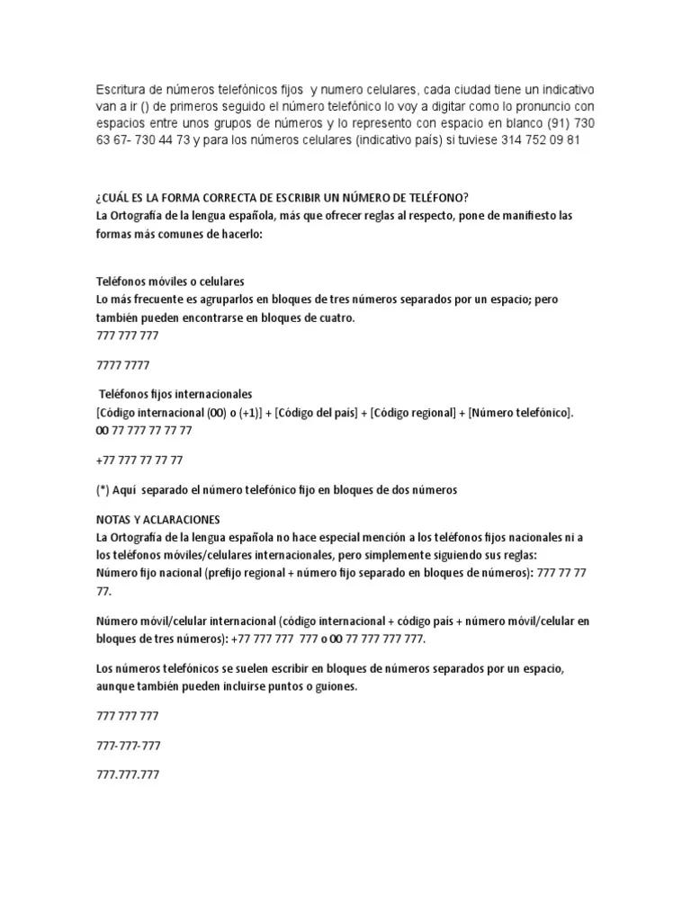 como escribir un numero de telefoni fijo separado - Cómo se separan los números de teléfono