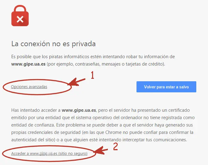 certificado de navegacion internet - Cómo solucionar error de certificado navegacion bloqueada