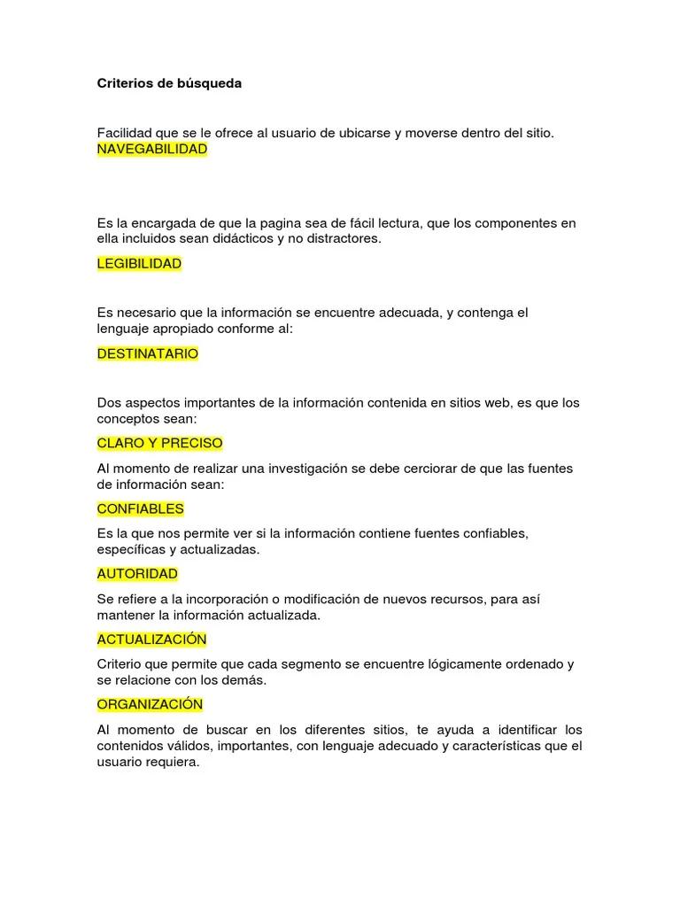 criterios de busqueda de informacion en internet - Cuáles son los criterios de selección de información en Internet