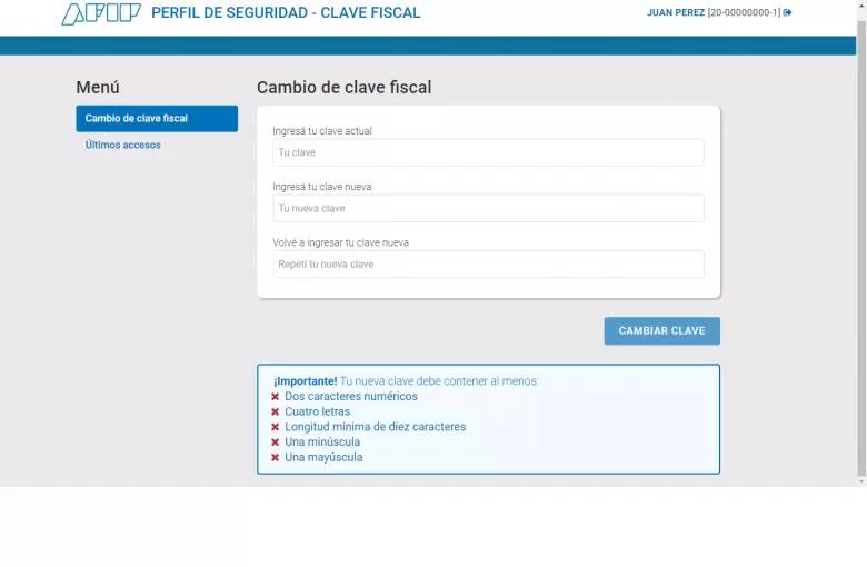 afip puede pedir cambio de clave a través de internet - Cuánto dura la clave de AFIP