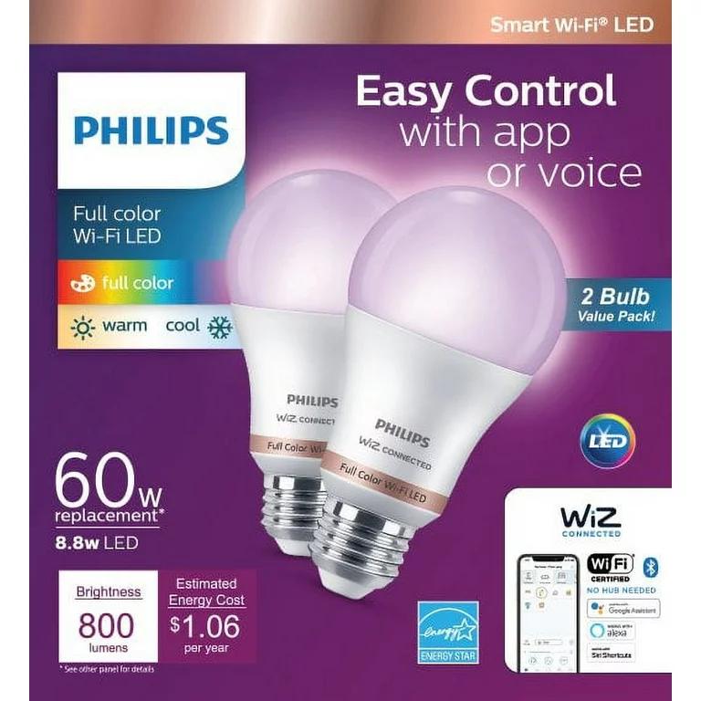 philips wi fi bulb white - Cuántos lúmenes emite el foco inteligente Philips Wiz A60