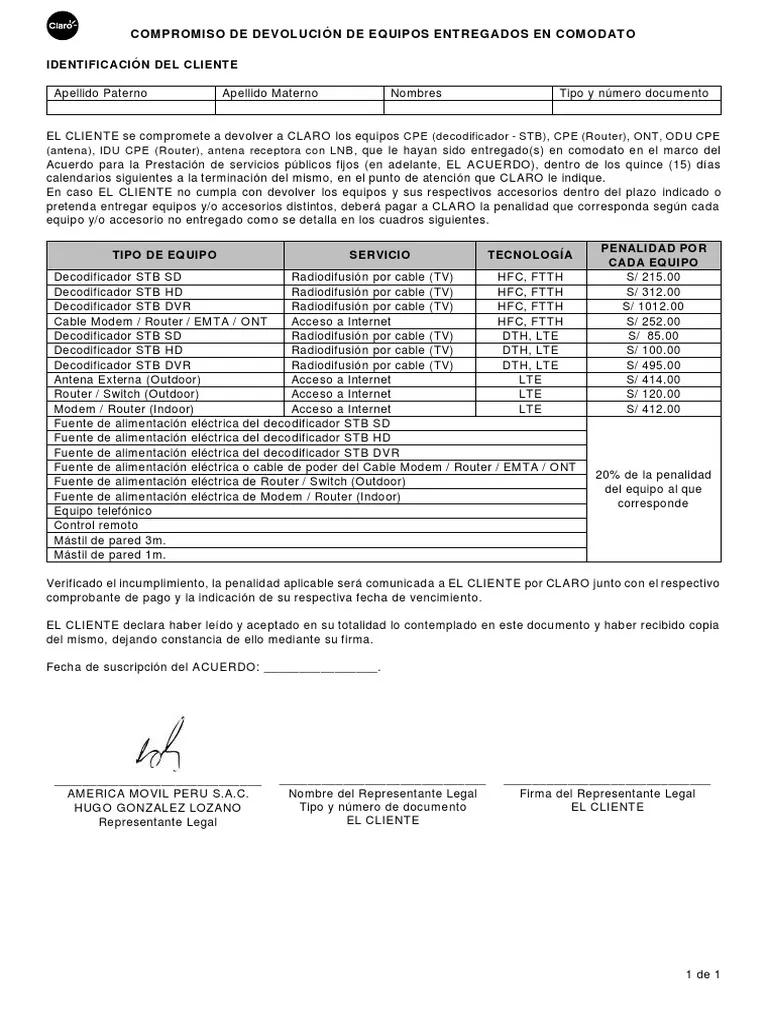 aparatos en comodato de los servicio de internet - Qué es un equipo de comodato