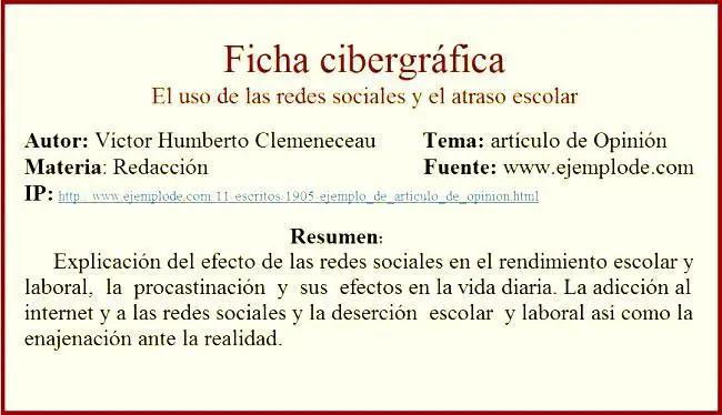 ejemplos de fichas de internet - Qué es una ficha y ejemplo