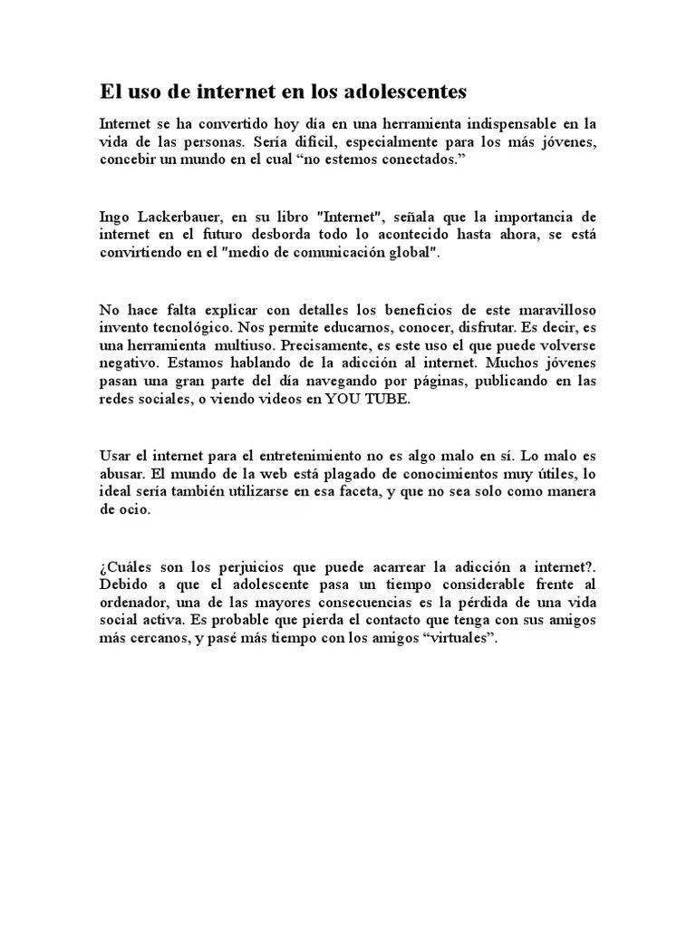 texto argumentativo sobre el uso de internet en los adolescentes - Qué impacto tiene el uso de las redes sociales en los adolescentes