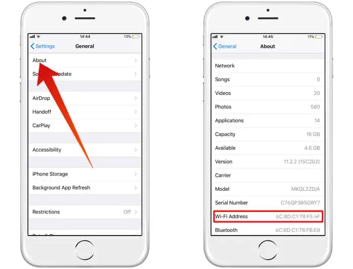 wifi mac address iphone - What is the MAC address of my iPhone router