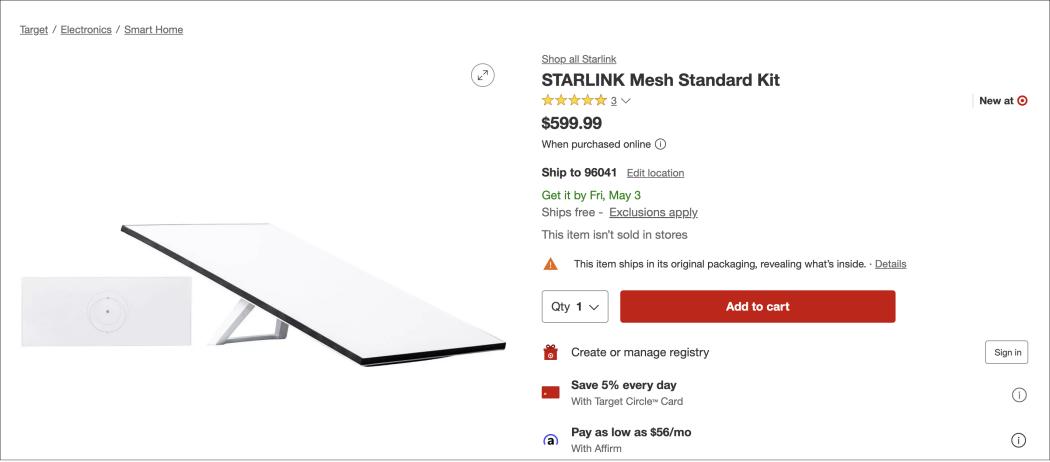 target starlink - What is the price target for Starlink