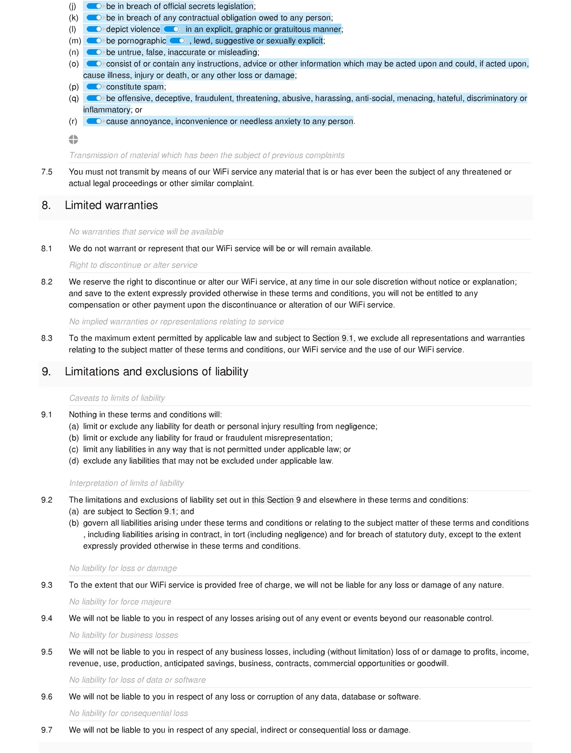 wi fi customer disclaimer template - What is the short note for Wi-Fi